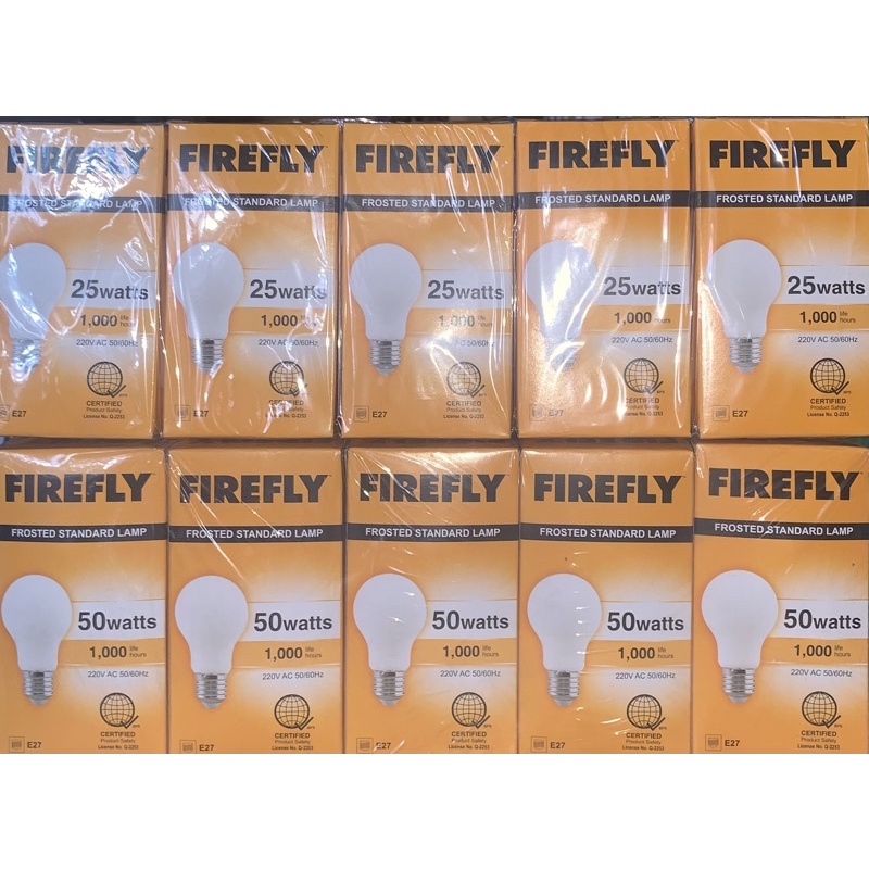 Firefly incandescent frosted bulb 25 50 100 watts pc | Shopee Philippines