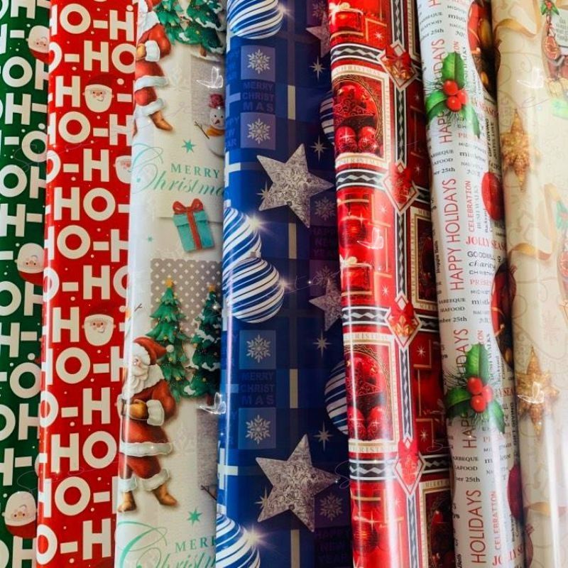 (COD) SPs 50pcs Christmas Wrapper Coated Glossy Thick random design ...