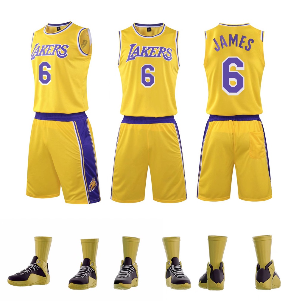 Cosplayshow Lakers Basketball Jersey Number 6 LeBron James Man 2 Pieces Short Sleeve for Adults and Kids 2023