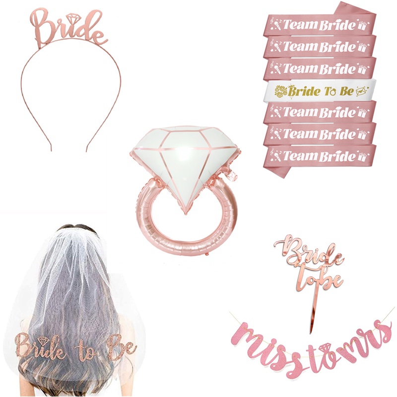 Rose Gold Bridal Shower Decoration Set Bachelorette Party Bride to Be ...