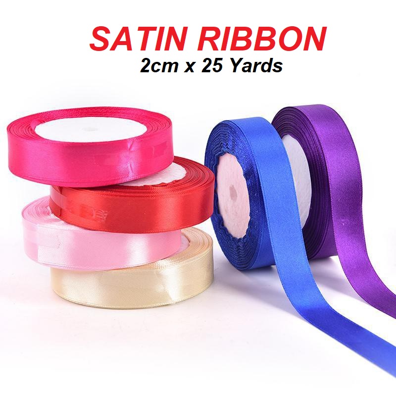 Satin Ribbon 2cmx25Yards/roll Gift Packaging Ribbon One sided Phase ...