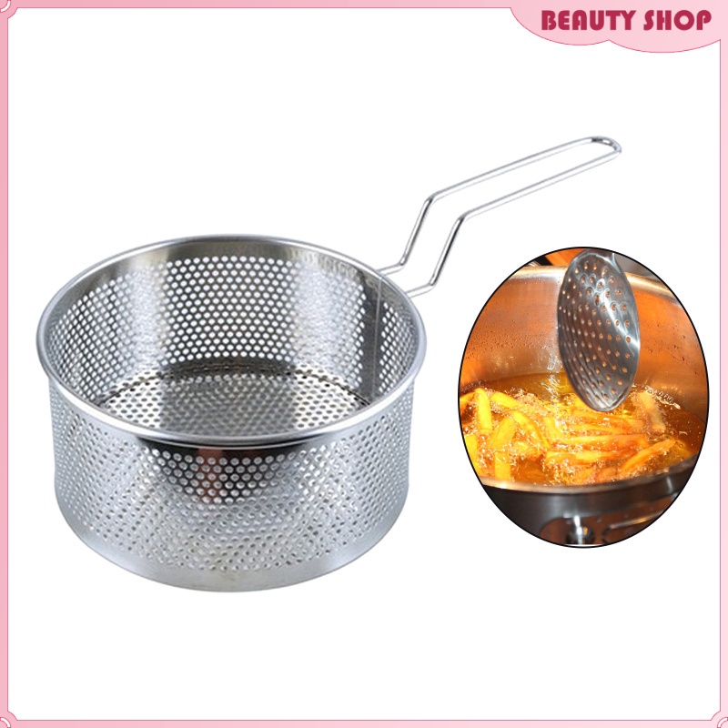 Fry Basket, Stainless Steel Round Deep Fry Basket French Chip Frying