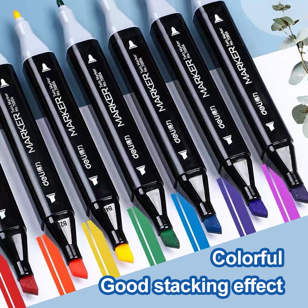 Deli 60Pcs Color Paint Marker Dual Tip Marker Pen Art Painting Supplies
