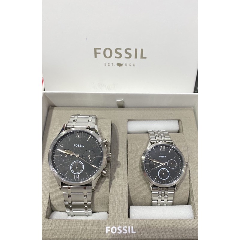 Fossil watch silver with best sale black face