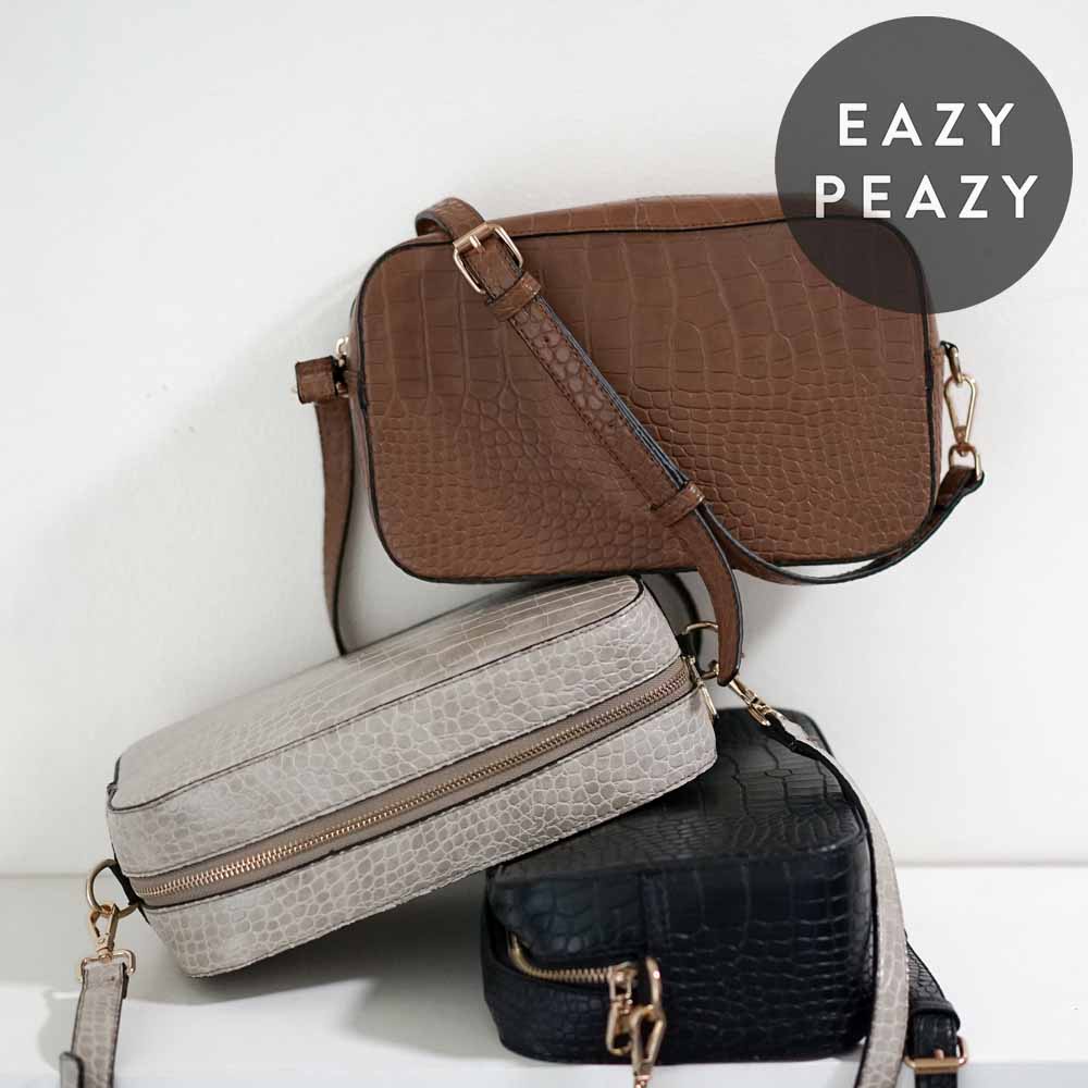 EazyPeazy Zipper Croc Sling Bag (Leather, Ladies Bag, Croc Embosses, Sling  Bag, Crossbody Bag)