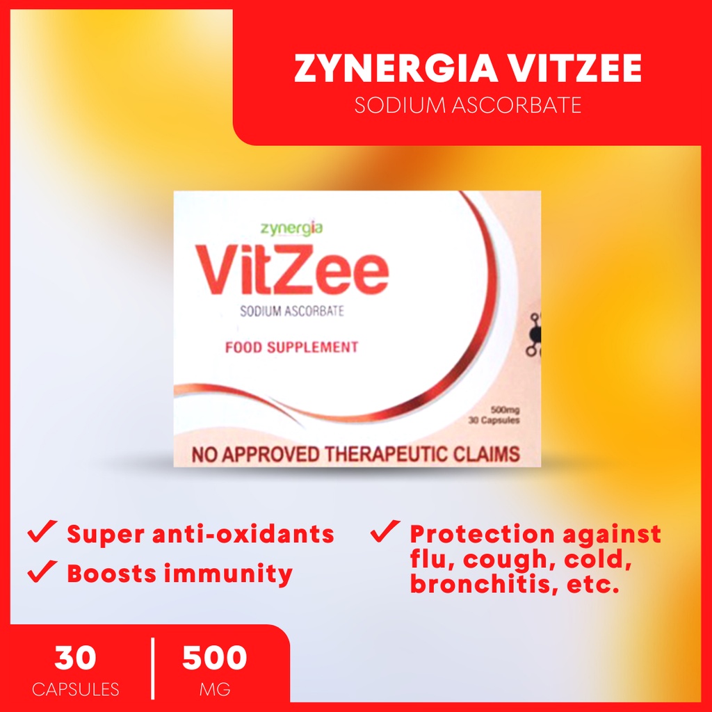 Original Zynergia Vitzee Sodium Ascorbate 500 mg 30 capsules ( 1 Box