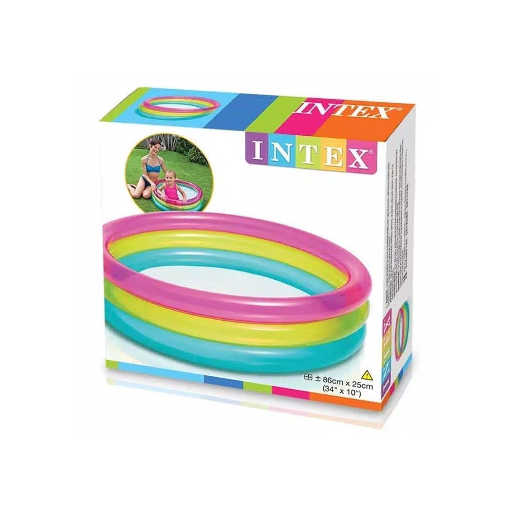 Intex Inflatable 3 Rings Swimming Pool Kids Fun Outdoor Water Fun ...