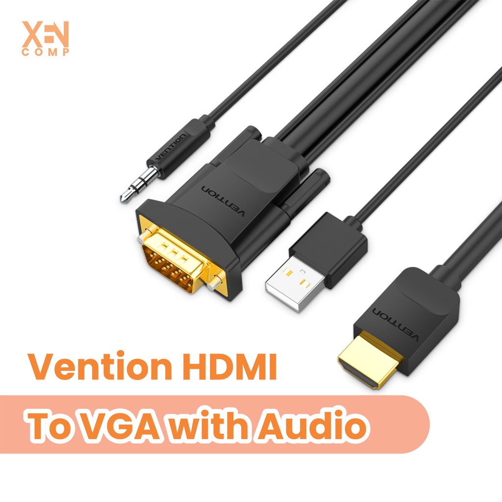 Vention HDMI to VGA Video Adapter Cable 3.5mm Audio Jack And USB Power
