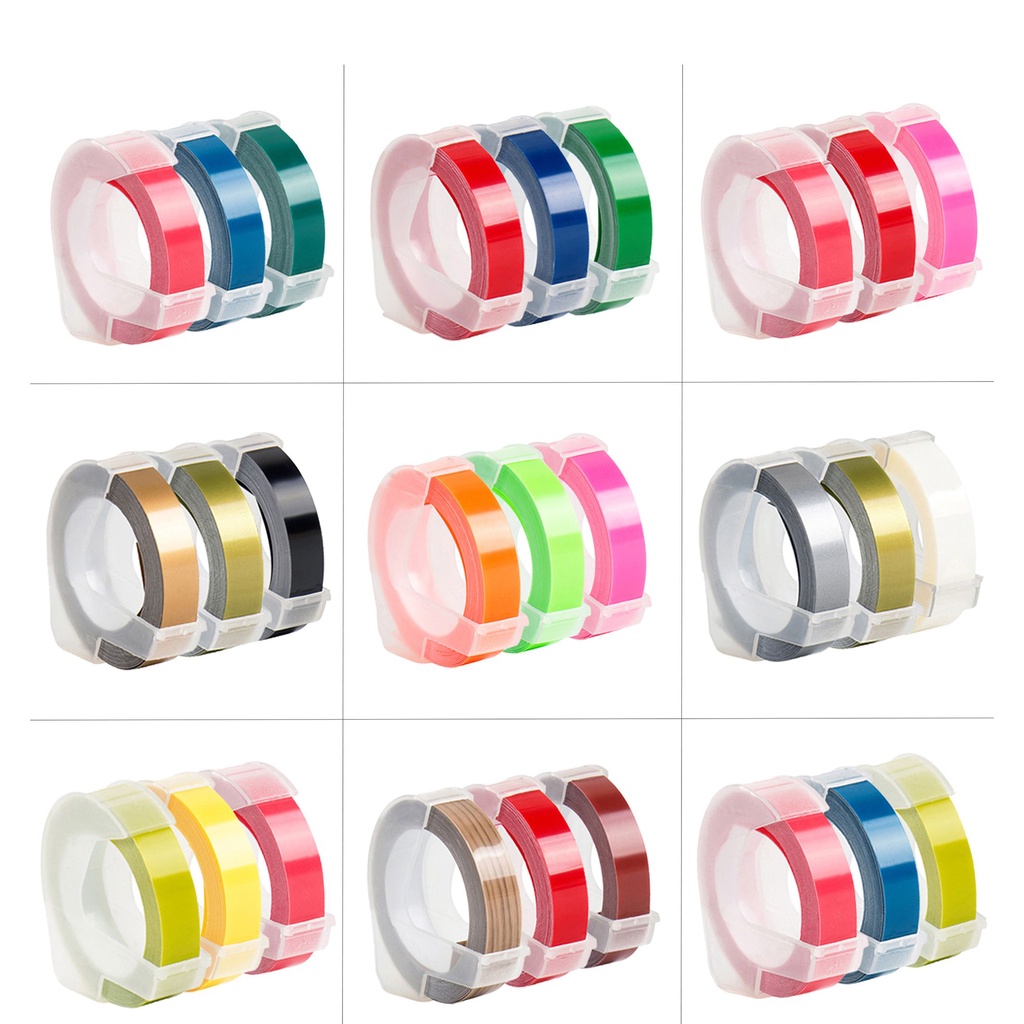 3 Rolls multicolor mixed 9mm 3D Embossing Label Tape Compatible Dymo ...