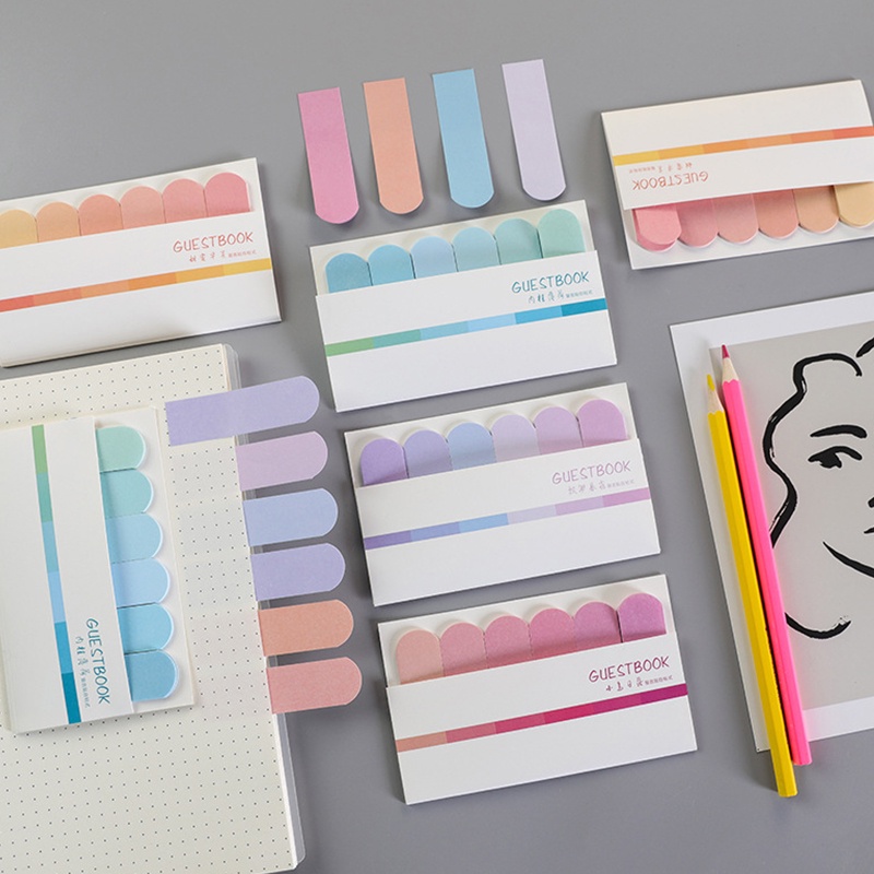 120 Sheets Kawaii Writable Gradient Guest Book Paging Self Adhesive ...