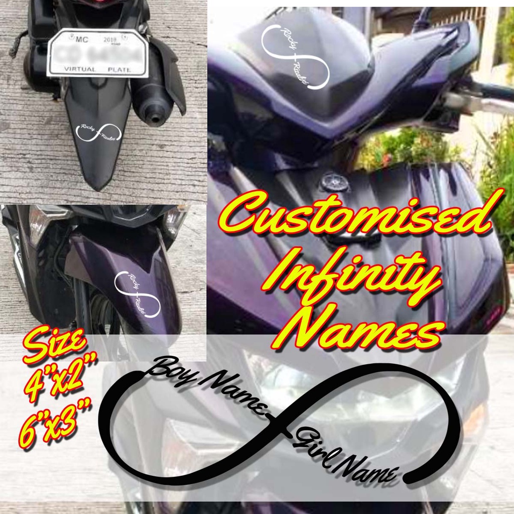 Customised Infinity Names Sticker Waterproof Fadeproof Vinyl Sticker ...