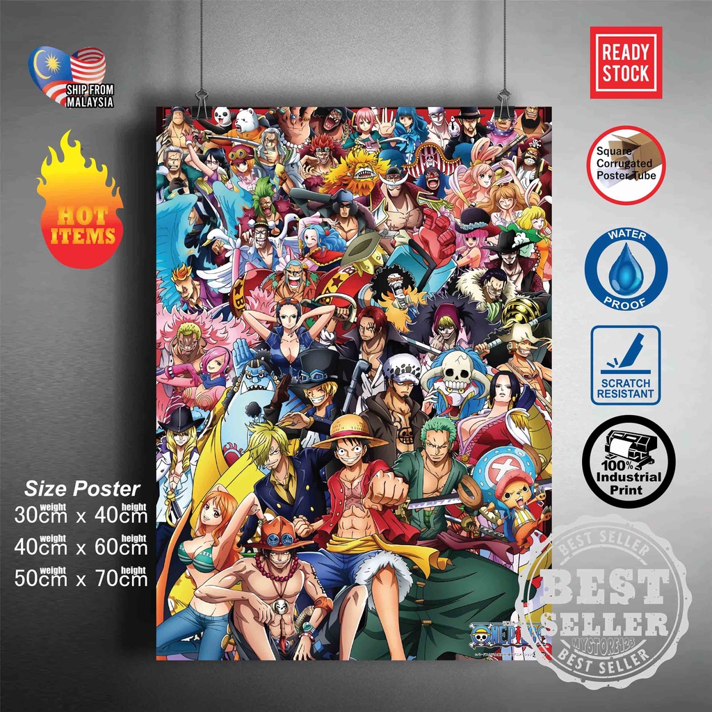 One Piece Poster Luffy Mugiwara Straw Hat Yonko Kaido Zoro Nami Franky