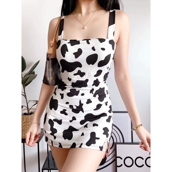 COD DVX #6840 Carla Bodycon Animal Cow Print Dress Bestida Sleeveless Damit  | Shopee Philippines
