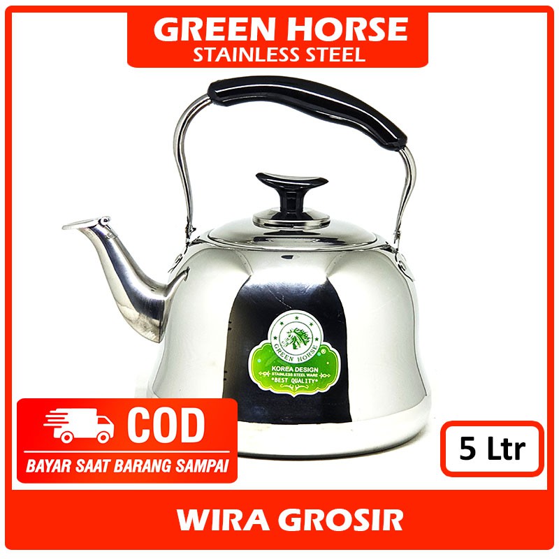 Horse Kettle Sound Stainless 5 Liter 24cm Hot Water Cooking Whistling
