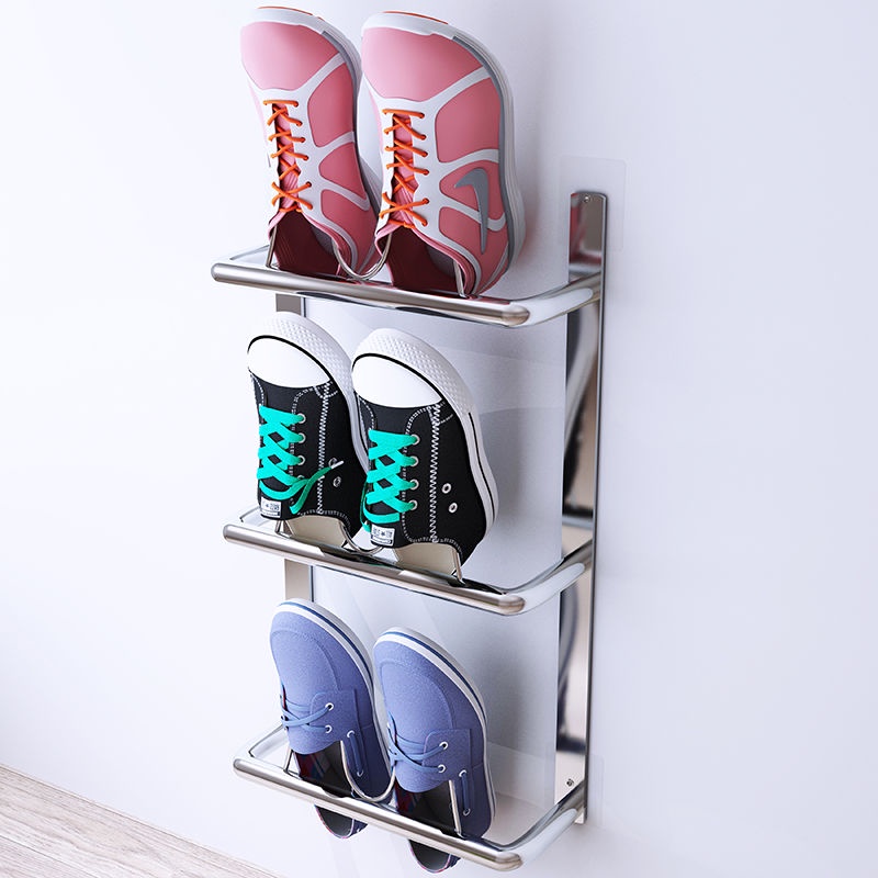Stainless Steel Slipper Rack Simple Shoe Rack Wall Space Saving Shoes ...