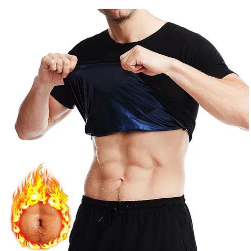 Men Sauna Suit Fitness Sports Sportswear Sweat Set Workout Shirt Waist ...