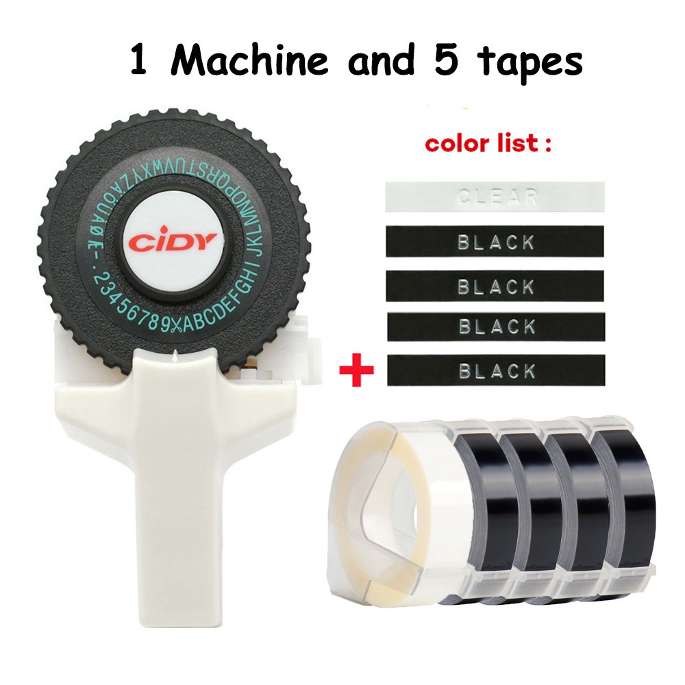 CIDY DIY Manual Label Maker with 3 Rolls Refill tape Plastic PVC 9mm