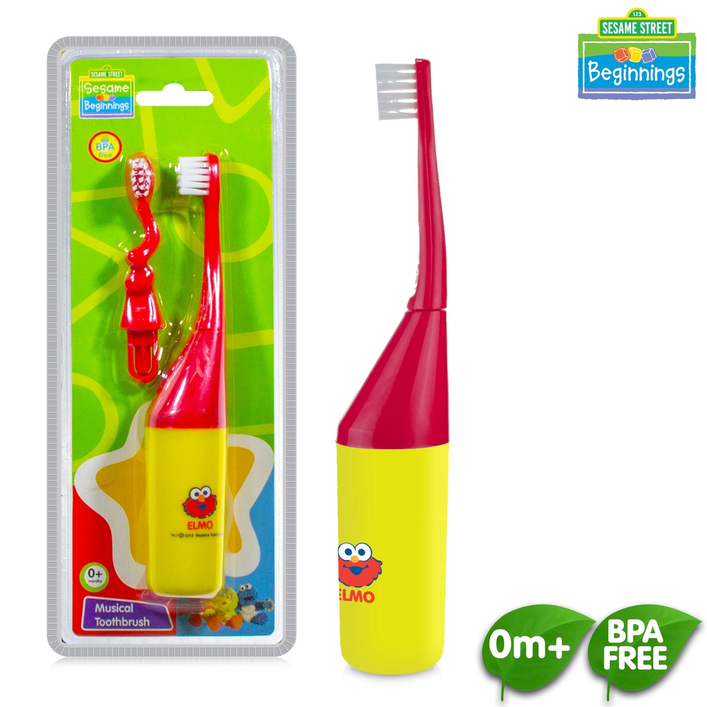 Sesame Beginning Soft Bristles Rattle Toothbrush with Extra Spiral Head ...