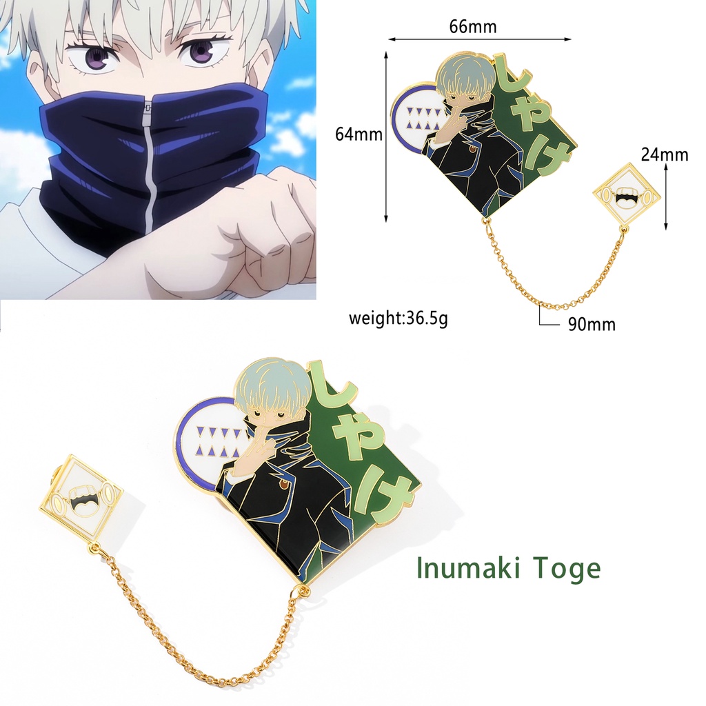 Anime Jujutsu Kaisen Metal Chain Badge Itadori Yuji Inumaki Toge Gojo