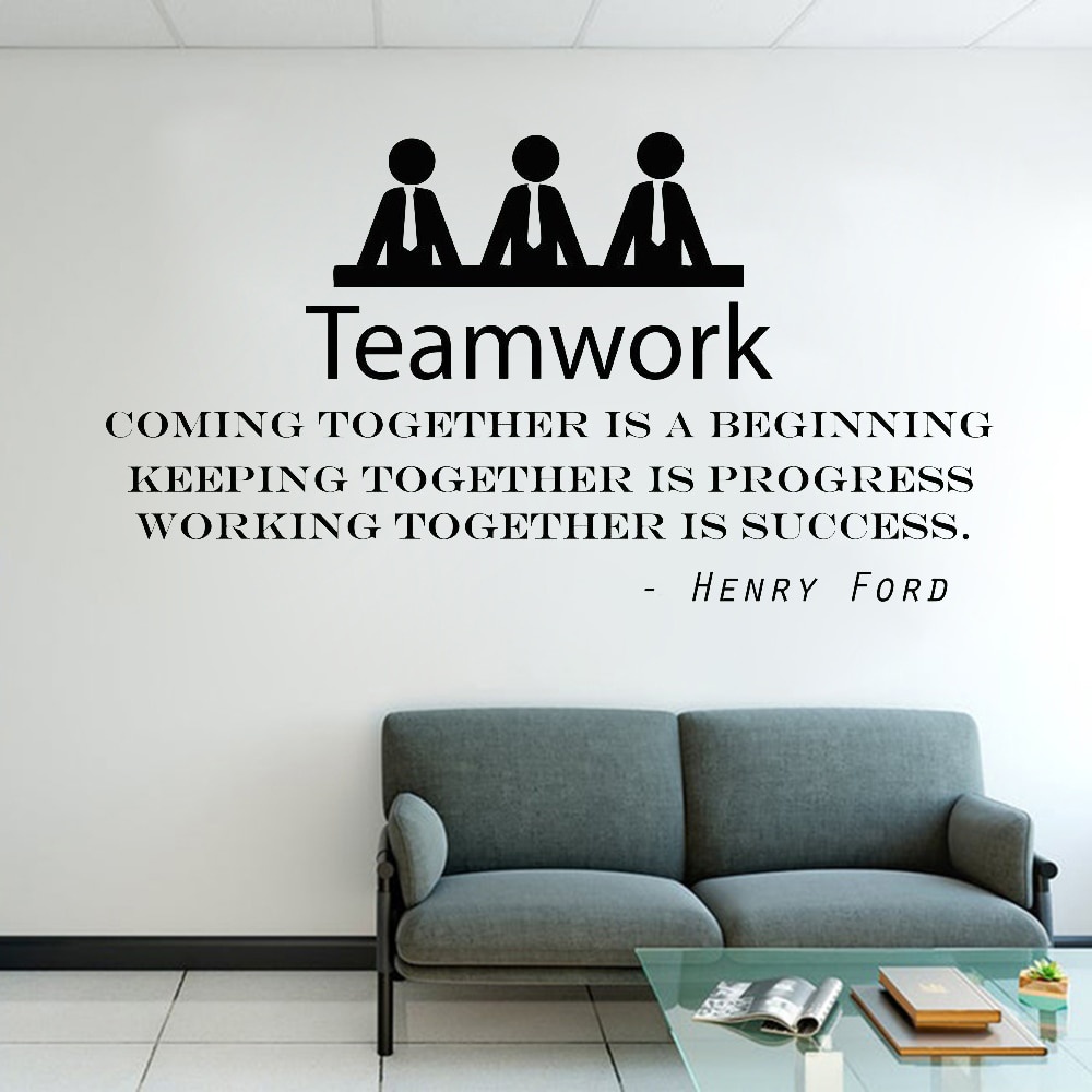 Homes - Wall Sticker Teamwork Motivation Wall Decals Henry Ford Quote ...