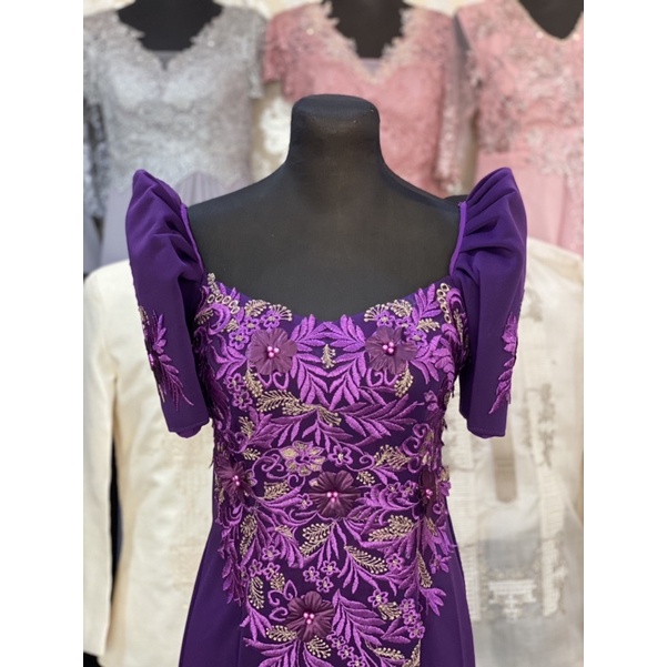 Purple filipiniana hot sale gown