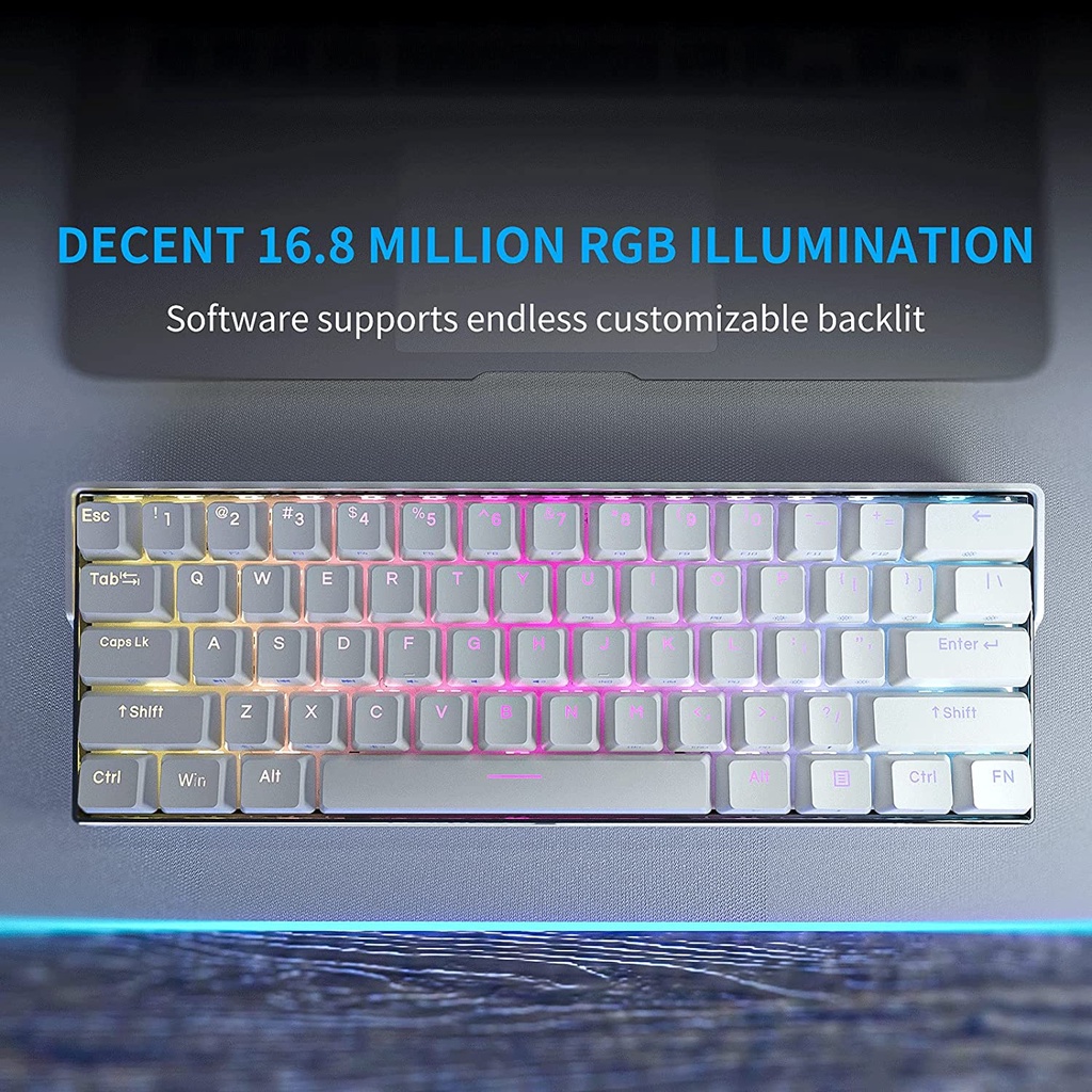 Kemove DK61 Snowfox Wireless Mechanical 60% Layout Keyboard and Hard ...