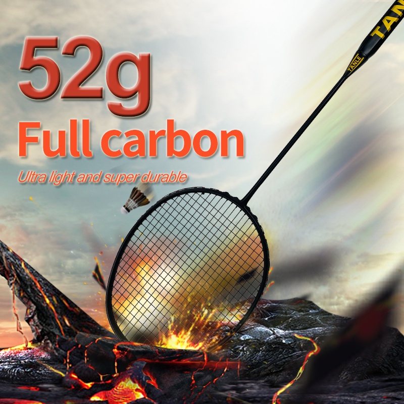 TANLE 52g Ultra Light 10U Max 30lbs Black Badminton Racket 100 Full