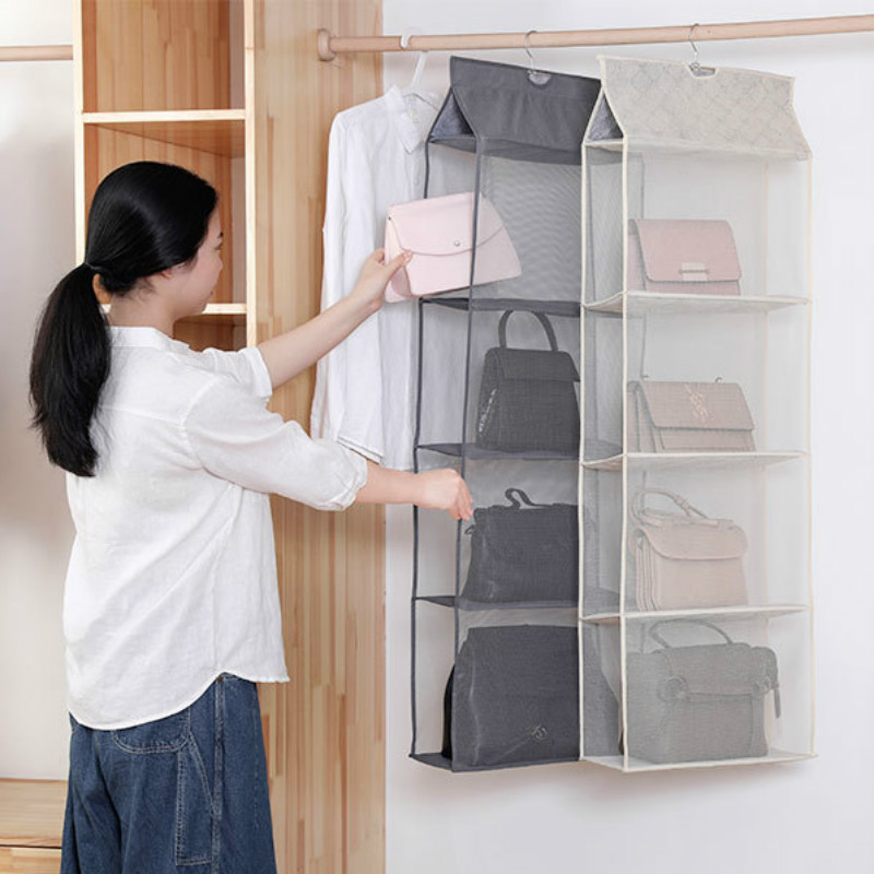Multi-layer Backpack Storage Bag Wall Hanging Handbag Sling Bag Purse Dust  Bag Wardrobe Organizer
