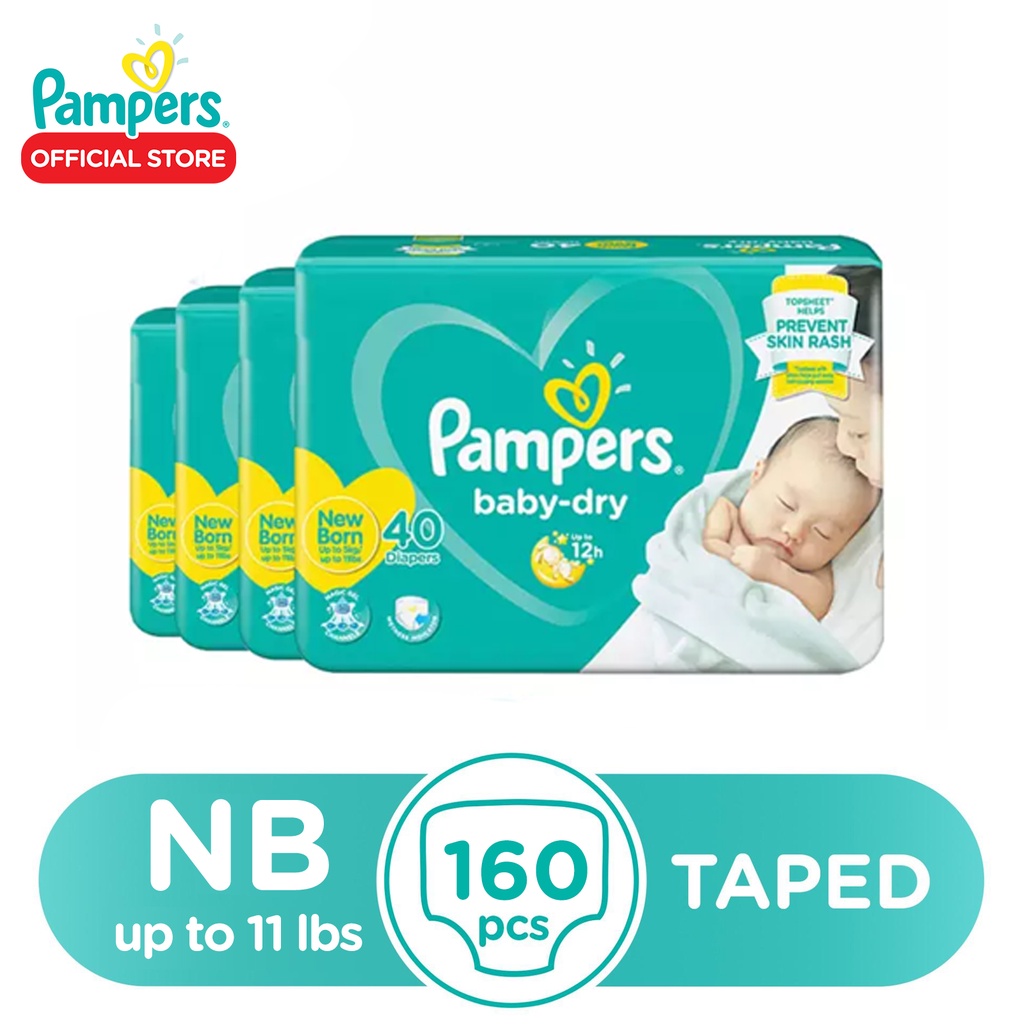 Pampers Baby Dry Taped Diaper Newborn 40 x 4 packs (160 diapers) (Up