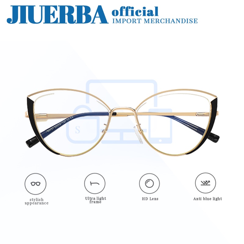 JIUERBA Eyewear Cat Eye Myopia Eyeglasses Frame Western Style High