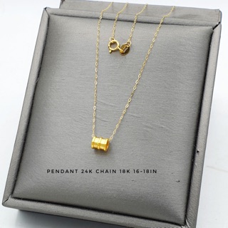 24K Hongkong Gold heart pendant and 18K Saudi Gold Necklace