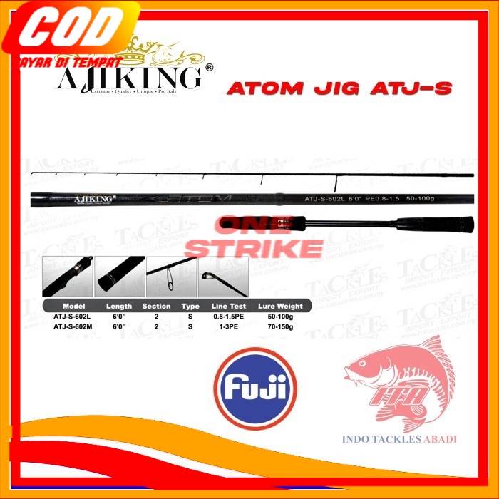 AJIKING ROD ATOM JIG ATJ-S-602M FUJI RS+SEA GUIDE FISHING ROD | Shopee ...