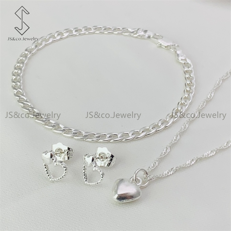JS&CO jewelry 925 silver 3in1 necklace earrings Bracelet set for women ...