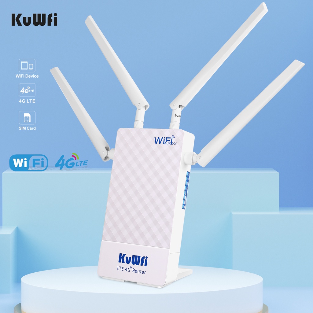 KuWFi Outdoor Router 4G LTE SIM Card Waterproof WiFi Router Support