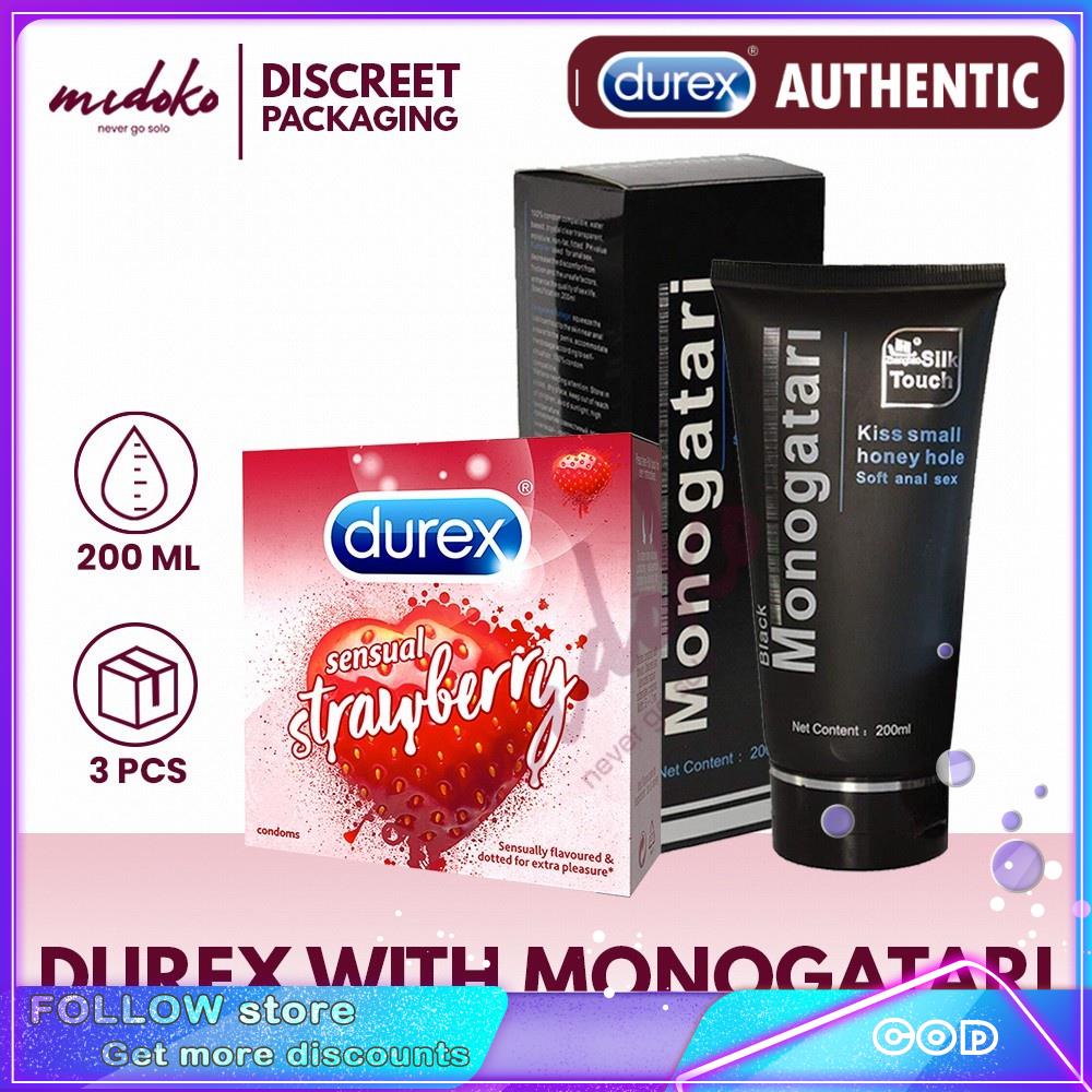 Durex Sensual Strawberry Flavored Condoms 3s w/ Monogatari Anal  Lubricantcondom | Shopee Philippines