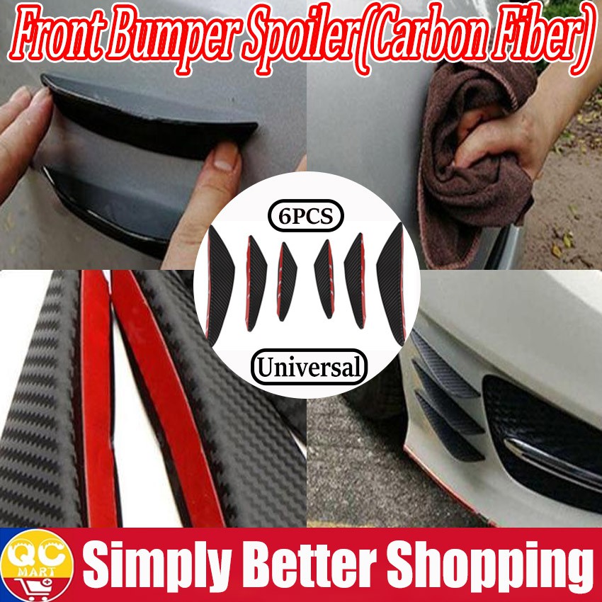Universal Carbon Fiber Car Front Spoiler Canards Front Bumper Lip ...
