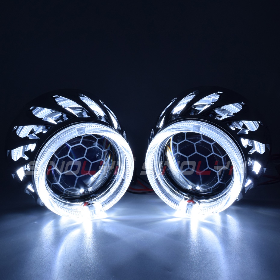 H4 H7 Headlight Bi-xenon Spiral Angel Eyes Honeycomb Soccer Etching ...