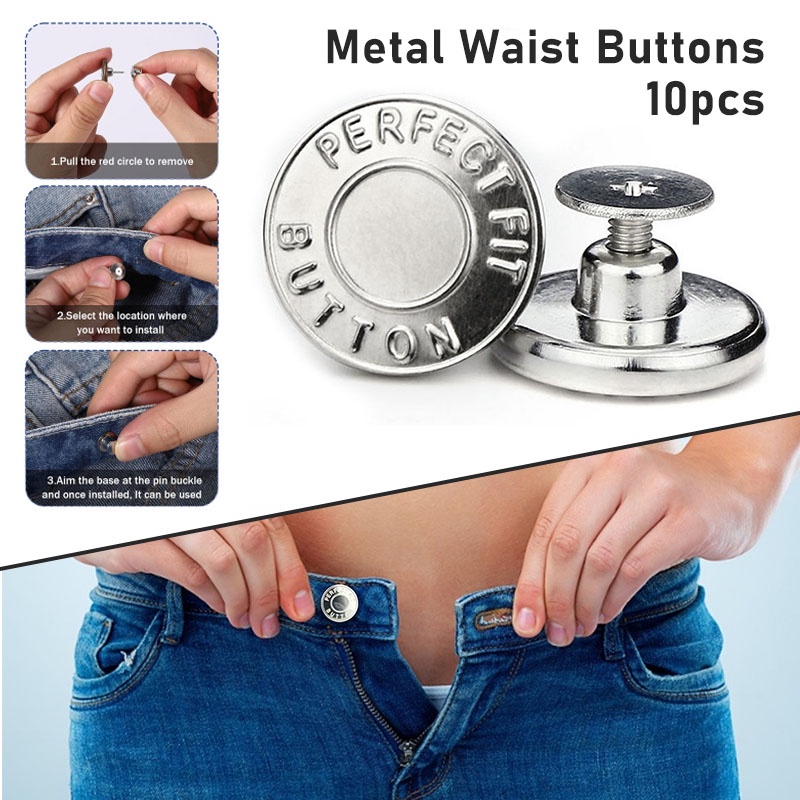 40 pcs Curtain Strap Buttons Metal Snaps Loose Pants Metal Buttons Trouser  Jeans Pants Button Adjustable Jeans Button Pant Buttons to Size Down Button