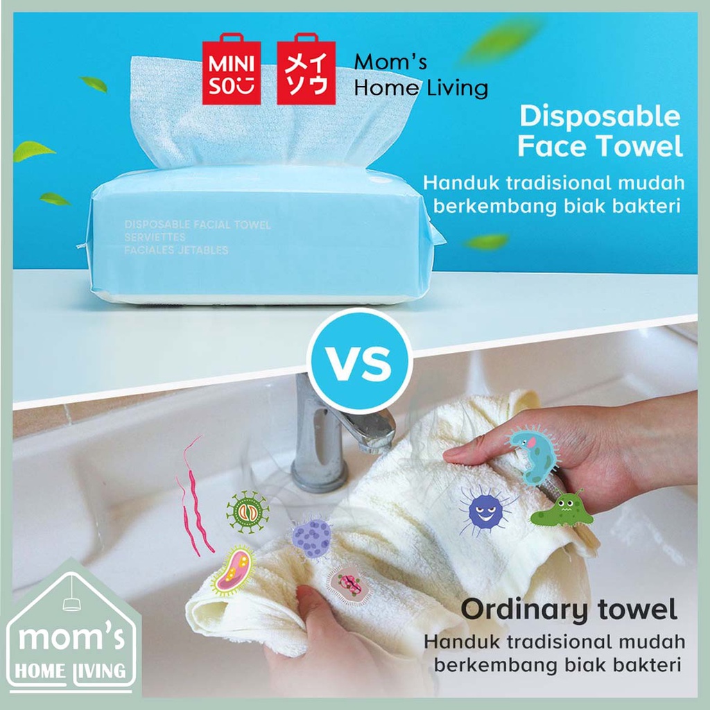 Official Miniso 80pcs Disposable Face Towel Portable Disposable Face