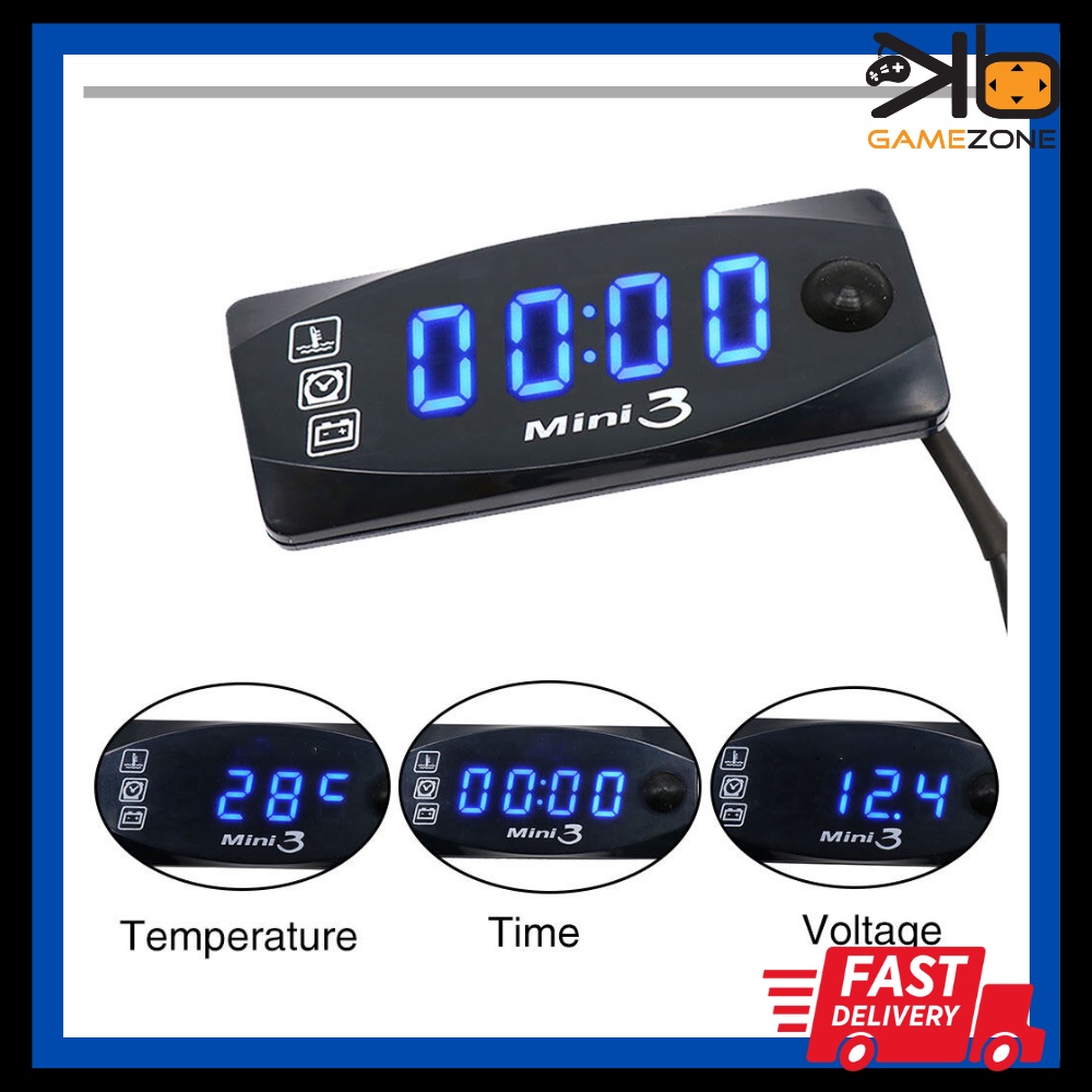 (Grade A) 3 in 1 Digital LED Display Meters Voltmeter Clock Thermometer ...