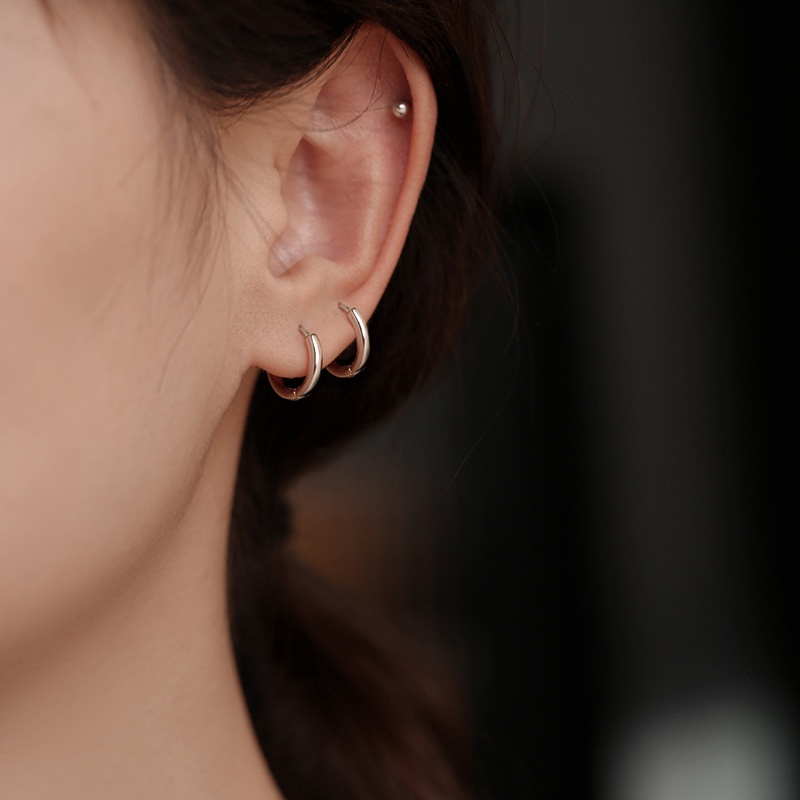 S925 Sterling Silver Earrings Luxury Plain Hoop Earrings Ear Buckle ...