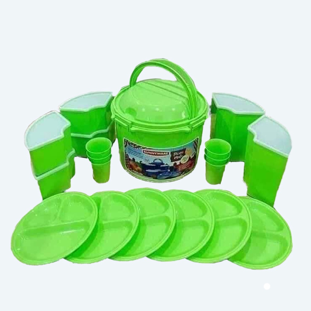 Sunnyware Food Storage Picnic Set 20 in 1 | Picnic Mate Green | Shopee ...