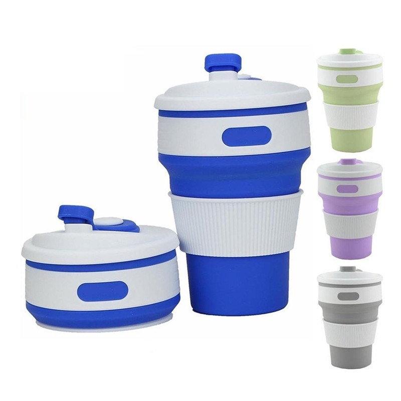 JL 350ml Silicone Collapsible Coffee Cup Portable Tea Cup Water Cups ...