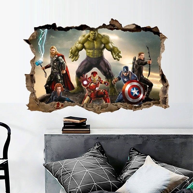Marvel Avengers Wall Sticker 3D Decals Wallpaper Mural Art Poster Kids