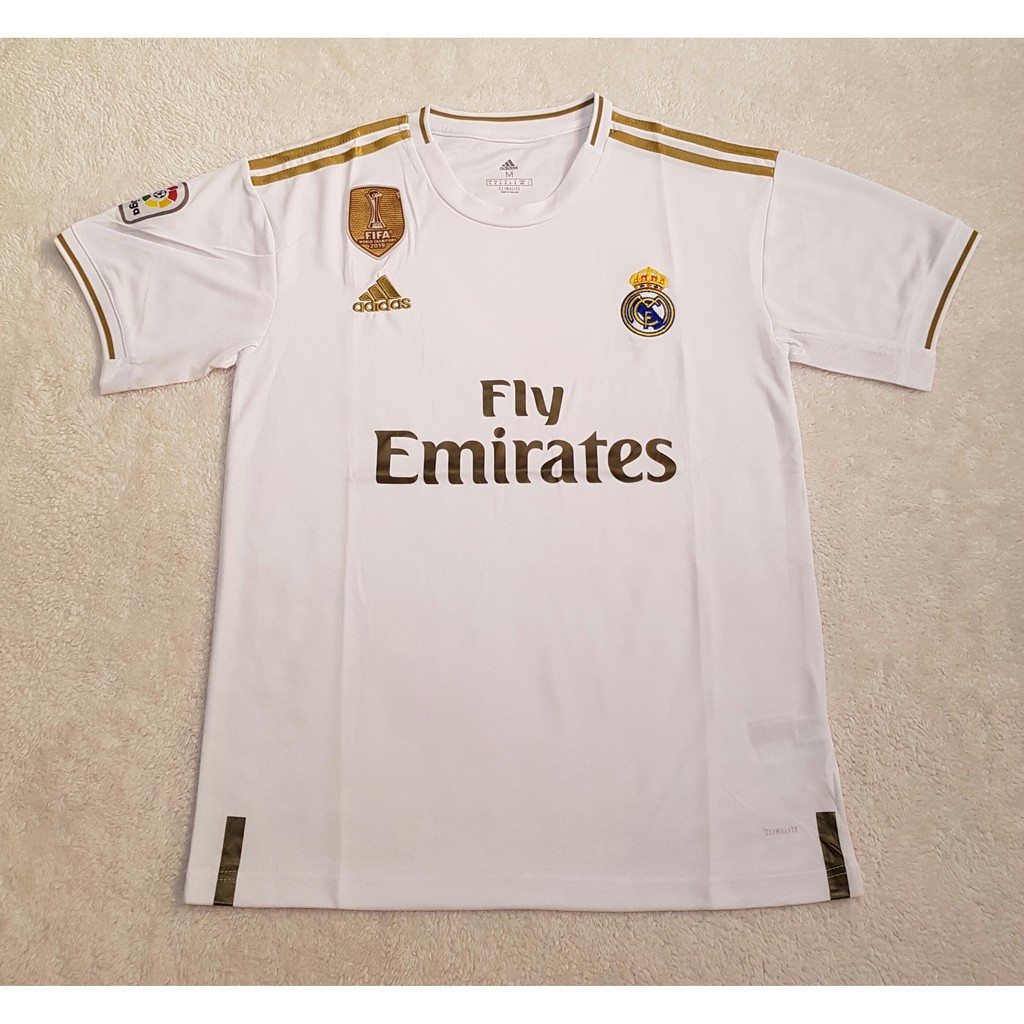 COD FOOTBALL JERSEY Soccer, Real Madrid Home Jersey, Fly Emirates Jersey, Soccer  Shirt, White-Gold