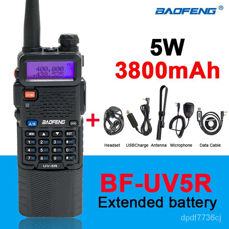 Baofeng Radio Uv 5r Extended Battery 3800mah Handheld Dual Band 2way Radio 10 50km Long Distance