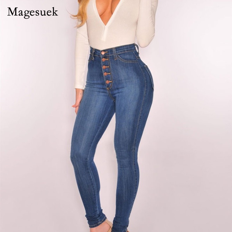 Jeans Womens High Waist Elastic Skinny Denim Long Pencil Pants