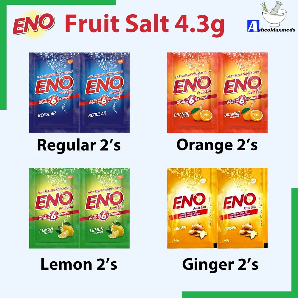 ENO Fruit Salt Sachet 4.3g Regular 2's / Orange 2's / Lemon 2's