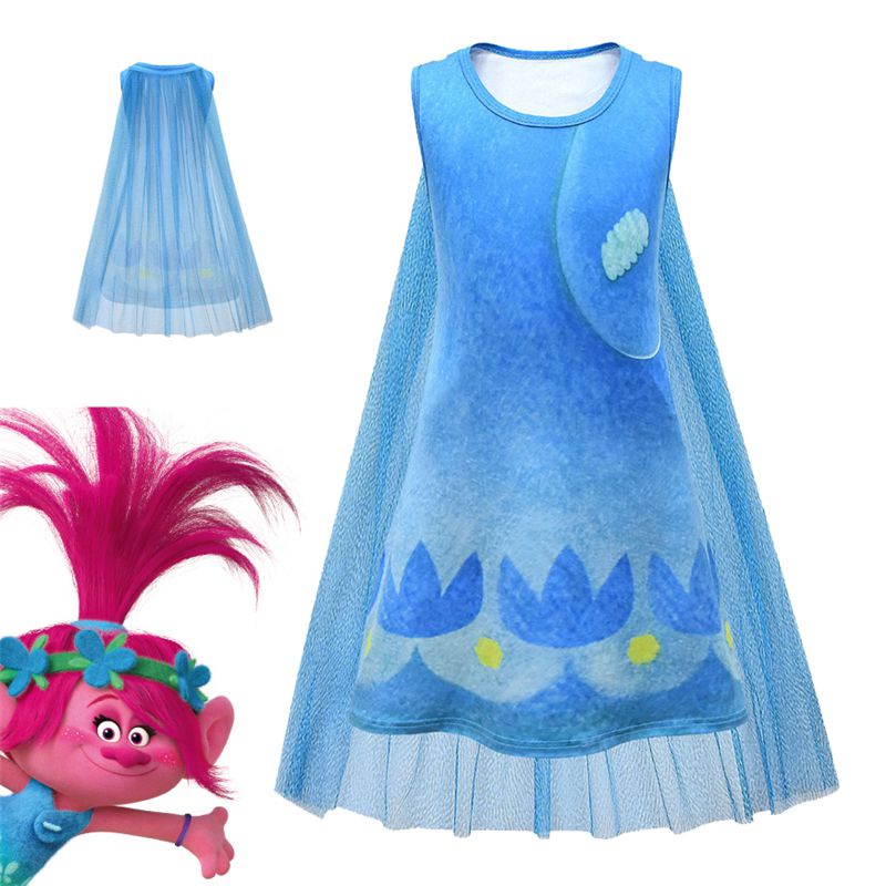 Trolls2 Poppy Kids Girl Dress-Up Cosplay Costume Fancy Party Princess ...