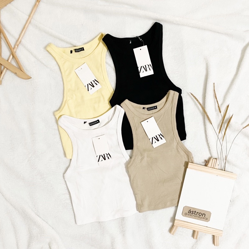 ZARA RIBBED RACERBACK TANK TOP { astron • astronbyatp } | Shopee ...